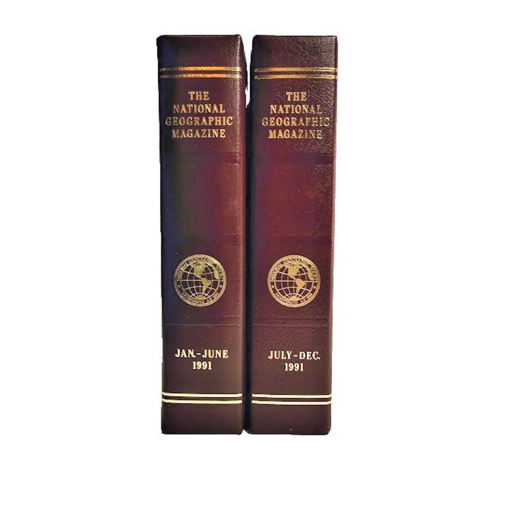 Set of 2 National Geographic EMPTY Slip Cases Holders For Entire Year 1991